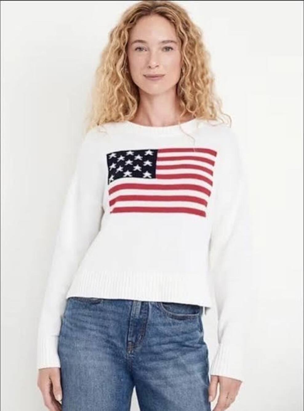 Old Navy Women's Crew-Neck Flag Sweater Size L. NEW!
